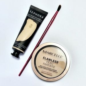 3pc Set Sephora Ivory Matte Foundation Marcelle Luminous Beige Powder & Brush